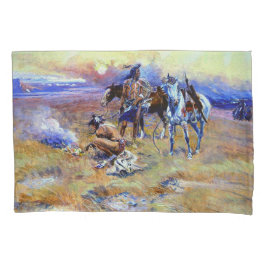 Housse D'oreillers Chaîne de bisons de corbeau noir Charles M Rus