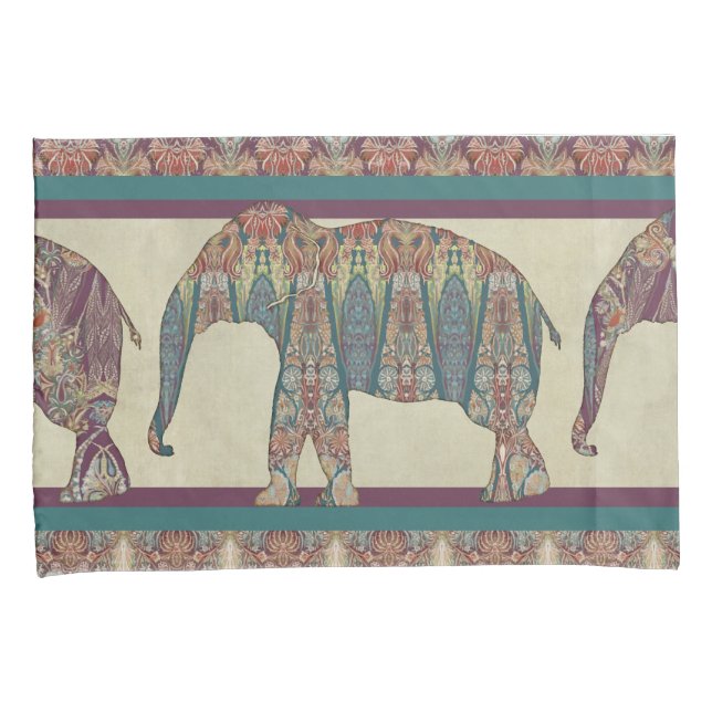Housse D'oreillers Chambre Tendance Gras Kashmir Paisley Elephant Art (devant-Droit)