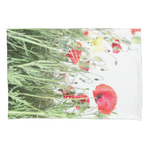 Housse D'oreillers Champs de pavot fleurs Soleil Nature fleurit