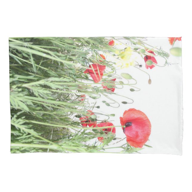 Housse D'oreillers Champs de pavot fleurs Soleil Nature fleurit (devant)