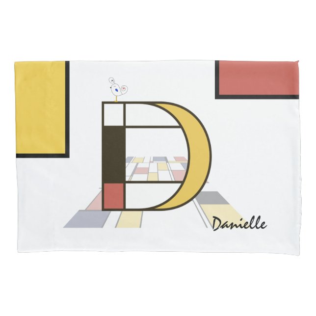 Housse D'oreillers Charmant Neoplasticisme Art Monogramme. Lettre D (devant)