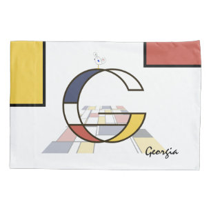 Housse D'oreillers Charmant Neoplasticisme Art Monogramme. Lettre G