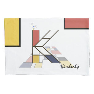 Housse D'oreillers Charmant Neoplasticisme Art Monogramme. Lettre K