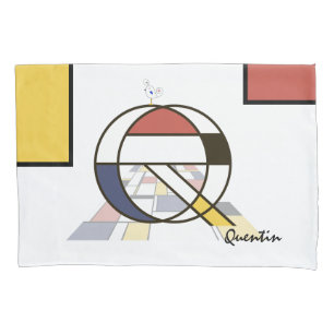 Housse D'oreillers Charmant Neoplasticisme Art Monogramme. Lettre Q