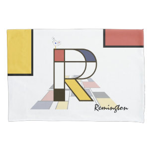 Housse D'oreillers Charmant Neoplasticisme Art Monogramme. Lettre R