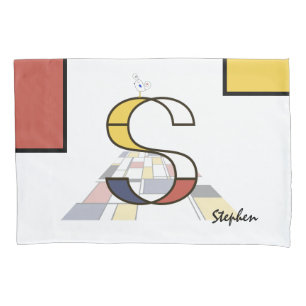Housse D'oreillers Charmant Neoplasticisme Art Monogramme. Lettre S