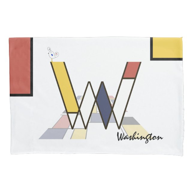 Housse D'oreillers Charmant Neoplasticisme Art Monogramme. Lettre W (devant)