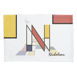 Housse D'oreillers Charming Neoplasticism Art Monogram. Letter N