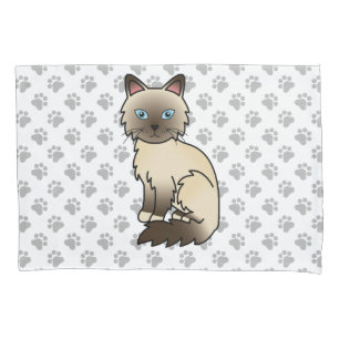 Housse D'oreillers Chat Birman / Ragdoll Point Chocolat & Pattes Mign