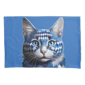 Housse D'oreillers Chat d'arlequin bleu
