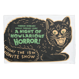Housse D'oreillers Chat noir d'Halloween Vintage