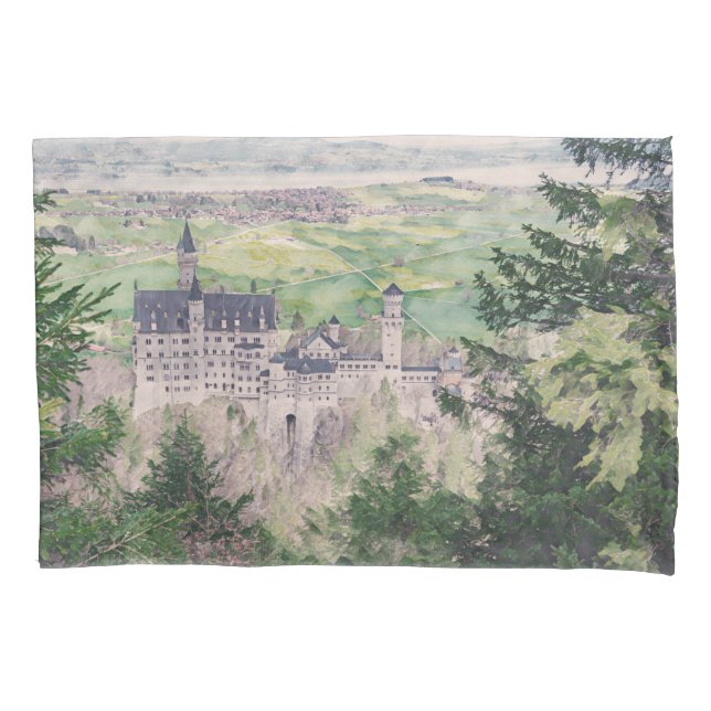 Housse D'oreillers Château Retro Neuschwanstein en Allemagne (devant)