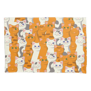 Housse D'oreillers Chats blancs et gingembre motif yeux verts yeux bl