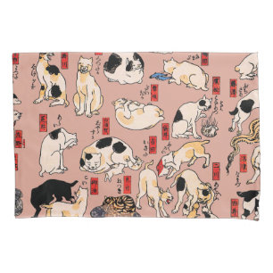 Housse D'oreillers chats japonais Ukiyo-e Funny kitty