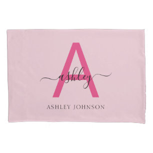 Housse D'oreillers Chaud rose moderne Script Girl Monogramme Nom