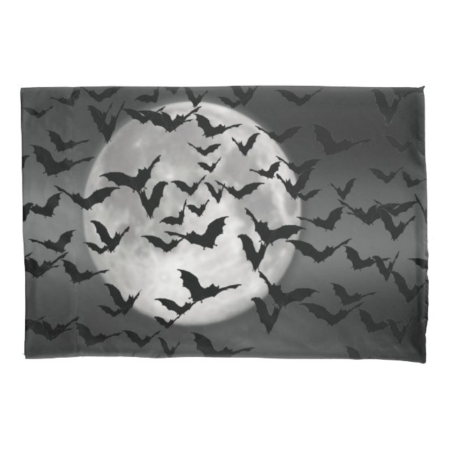 Housse D'oreillers Chauves-souris volantes Halloween et une Pleine lu (devant)