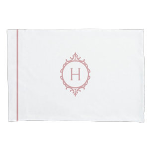 Housse D'oreillers Chelsea rose Blush et blanc Monogramme
