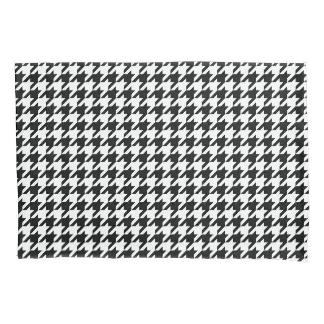 Housse D'oreillers Chèque de socle noir blanc classique (devant-gauche)