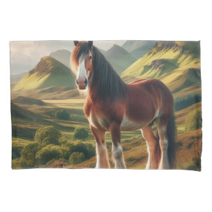 Housse D'oreillers cheval Clydesdale des Highlands d'Écosse