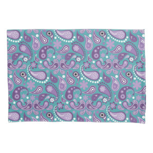 Housse D'oreillers Chic démodé motif paisley violet et bleu