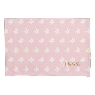 Housse D'oreillers Chic Rose Farmhouse Douceur Daisées Tendance Monog