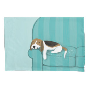 Housse D'oreillers Chien mignon heureux du beagle de divan