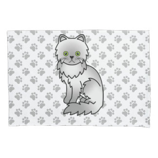 Housse D'oreillers Chinchilla Gris Persan Mignon Chat de Dessin Animé