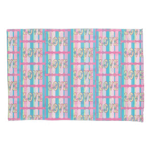 Housse D'oreillers Citation d'amour mignon Pastel rose jaune Motif