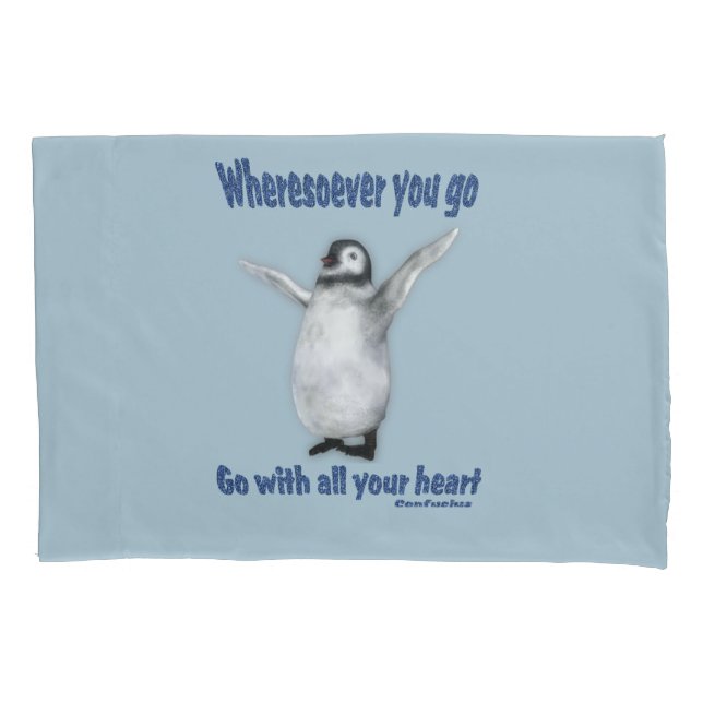 Housse D'oreillers Citation de Confucius Inspirationnelle Penguin   (devant)