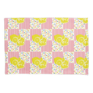 Housse D'oreillers Citrons jaunes - Grandes roses
