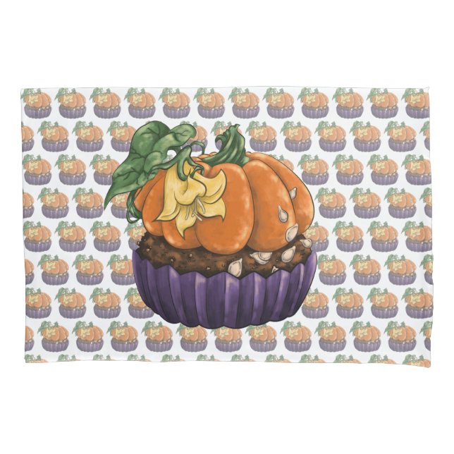 Housse D'oreillers Citrouille Cupcake (devant-gauche)
