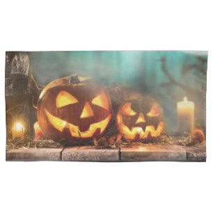 Housse D'oreillers Citrouilles d'Halloween et chauves-souris