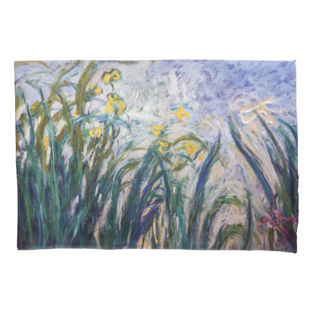 Housse D'oreillers Claude Monet - Iris jaunes et violets (devant)