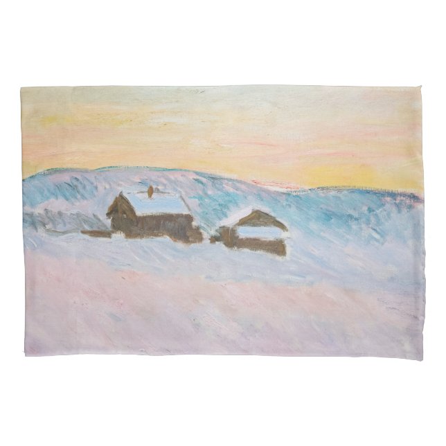 Housse D'oreillers Claude Monet - Norvège Paysage, Maisons Bleues (devant)