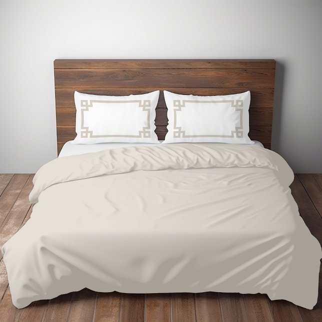 Housse D'oreillers Clé de bordure beige clair et grecque blanche (Créateur téléchargé)