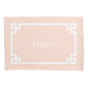 Housse D'oreillers Clé grecque rose pâle Monogramme Coque Coussin sta
