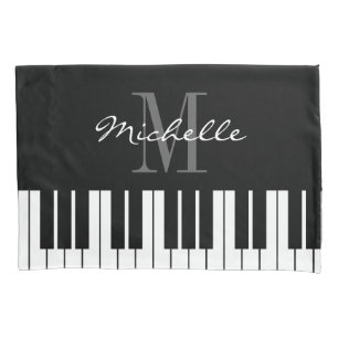 Housse D'oreillers Clés noires et blanches personnalisées de piano 