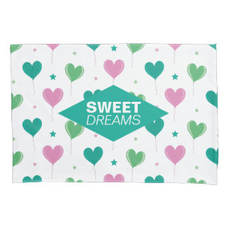Housse D'oreillers Cœurs ballons Vert Rose Motif Romantique Mignon
