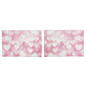 Housse D'oreillers Coeurs Bokeh roses