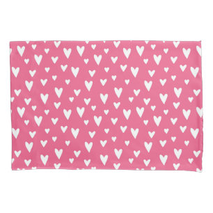 Housse D'oreillers Coeurs d'amour romantique Rose Blanc Fille Valenti