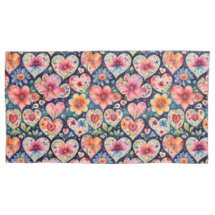 Housse D'oreillers Coeurs et fleurs Salle de fille