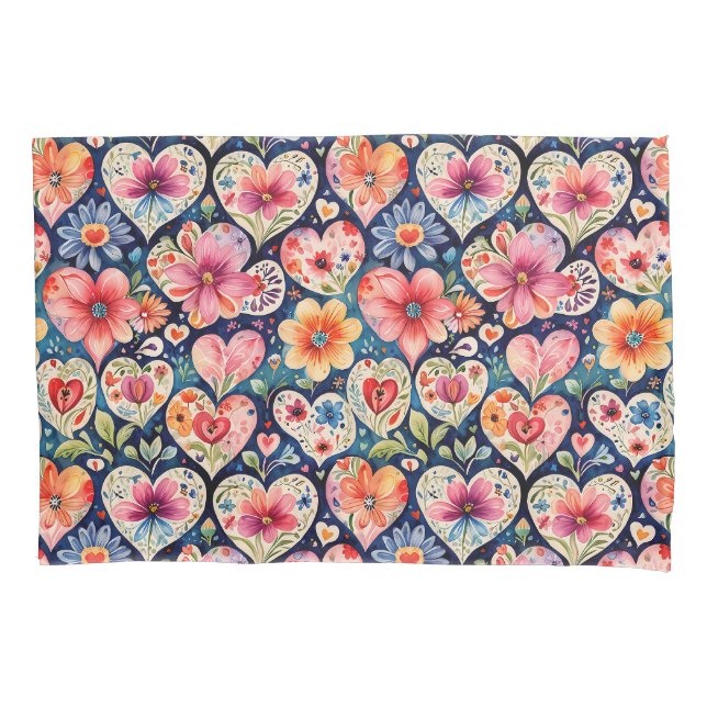 Housse D'oreillers Coeurs et fleurs Salle de fille (devant)