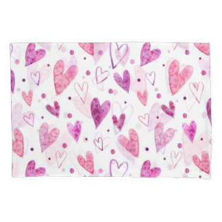 Housse D'oreillers Coeurs et Pois roses : Plaisir romantique.