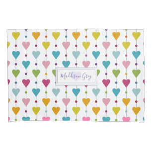 Housse D'oreillers Coeurs intimes et colorés Motif Monogramme