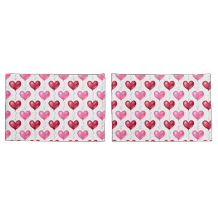 Housse D'oreillers Coeurs rose et rouge Saint Valentin Amour