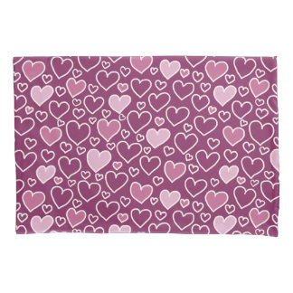 Housse D'oreillers Coeurs rose et violet