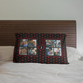 Housse D'oreillers Collage photo Famille personnalisée Coeurs rouges 