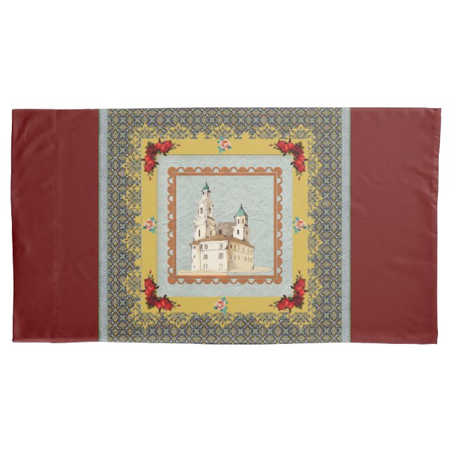 Housse D'oreillers Collage vintage Retro avec dentelle et fleurs (devant)