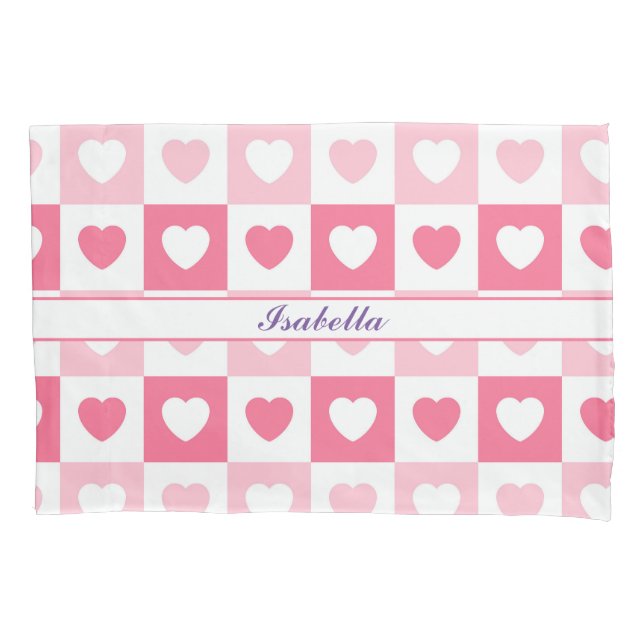Housse D'oreillers Collection d'amour du coeur rose moderne (devant)