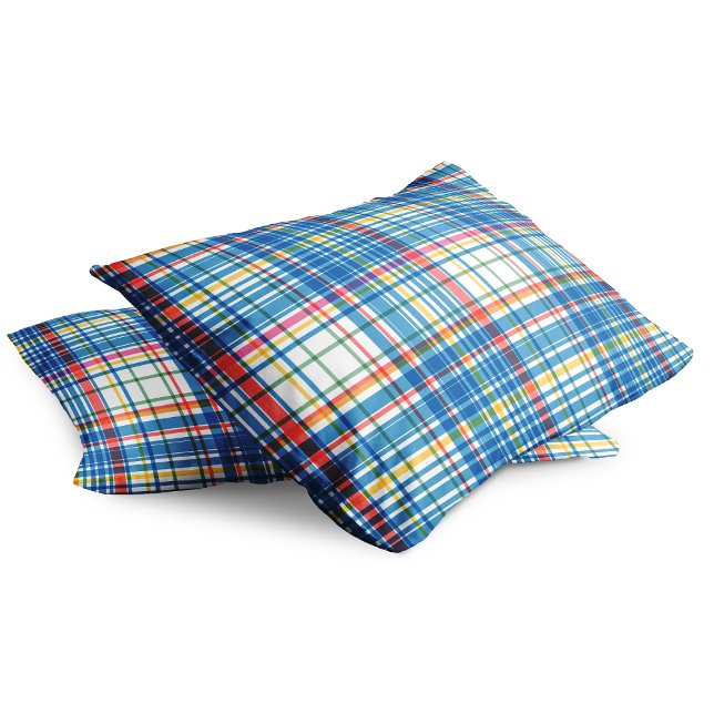 Housse D'oreillers Collection de défilés Blue Plaid (Créateur téléchargé)
